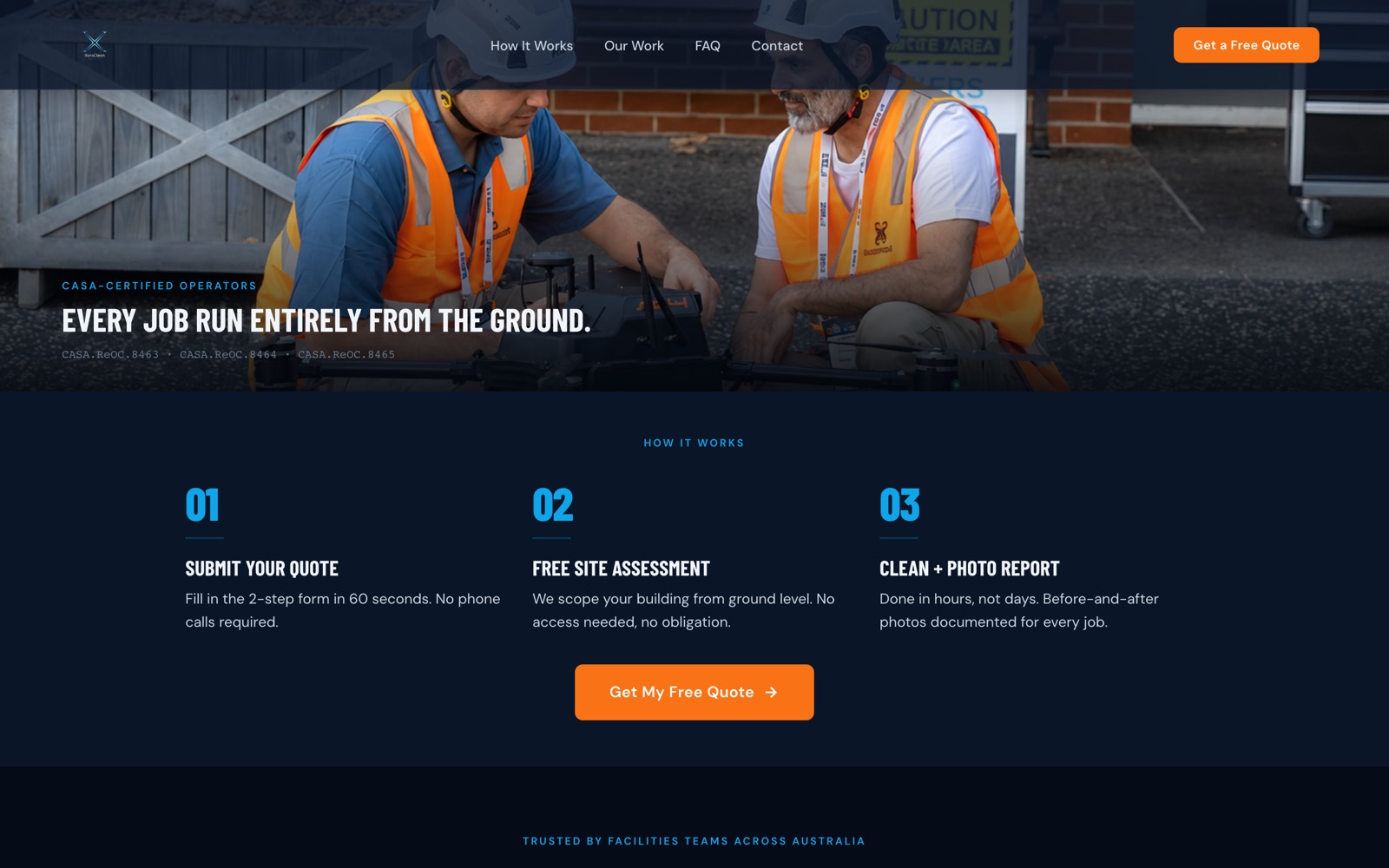 AeroClean website showing the operators