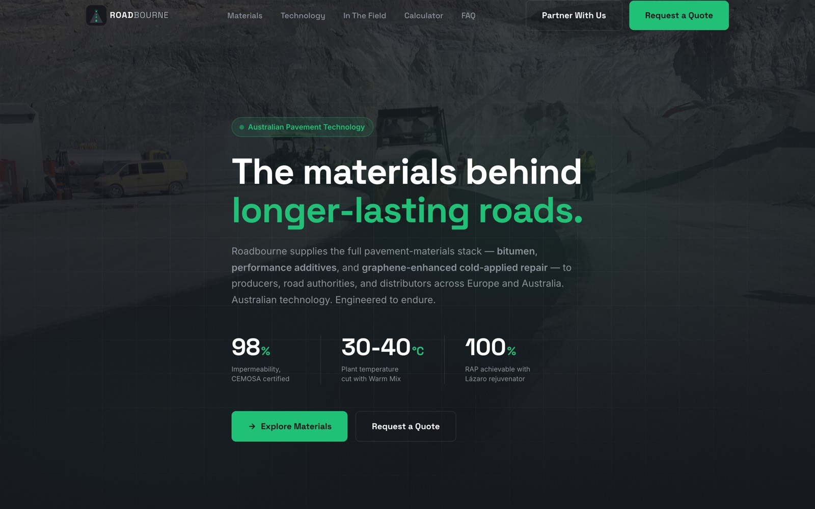 Roadbourne website homepage